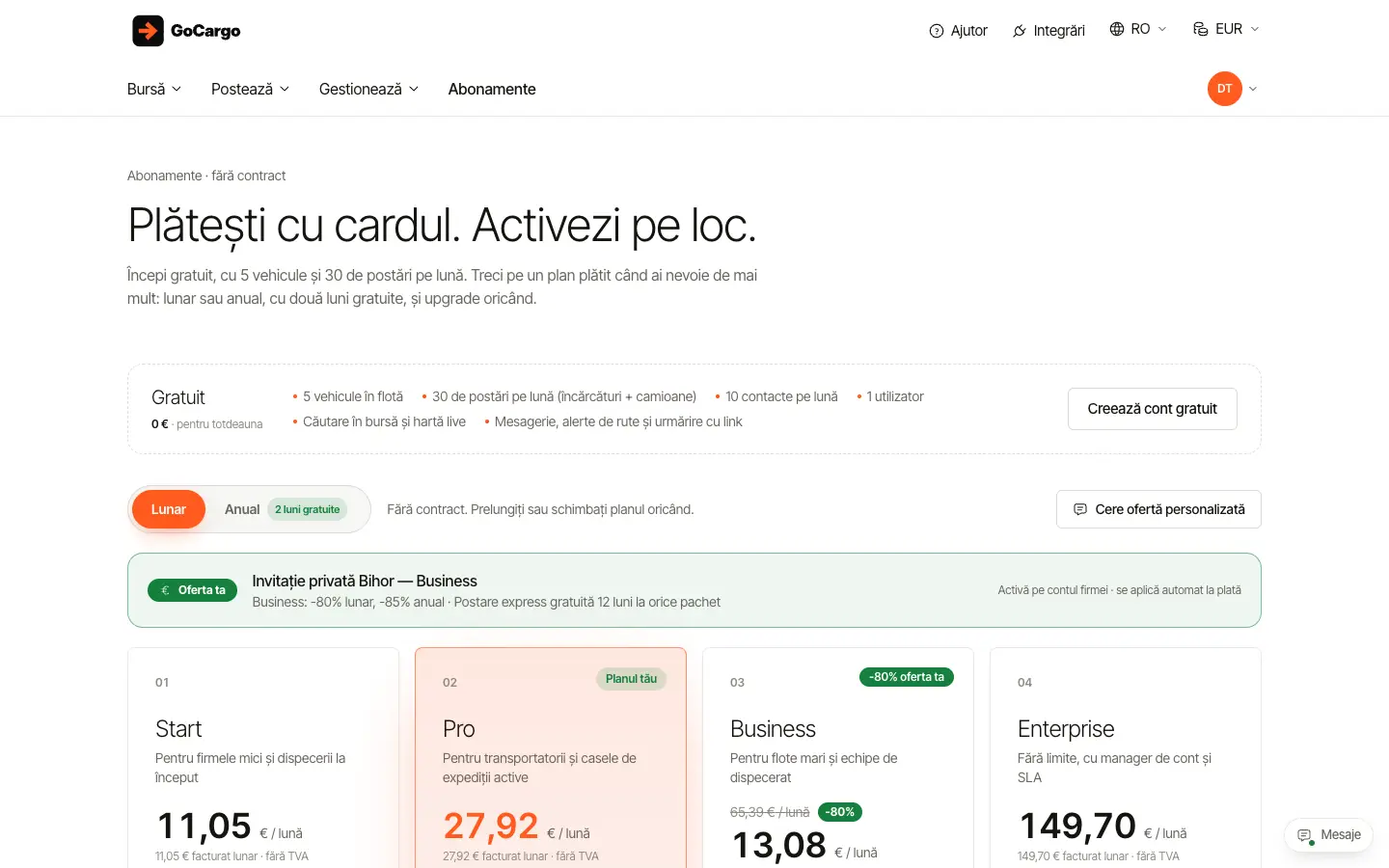 Compară planurile și alege abonamentul potrivit: Deschide pagina de prețuri