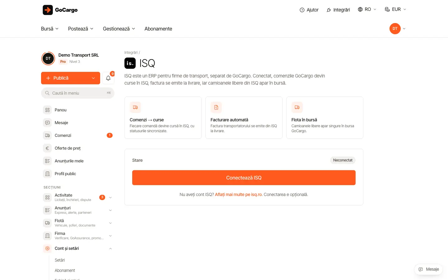 Integrări: ce poți conecta la GoCargo: ERP pentru transport
