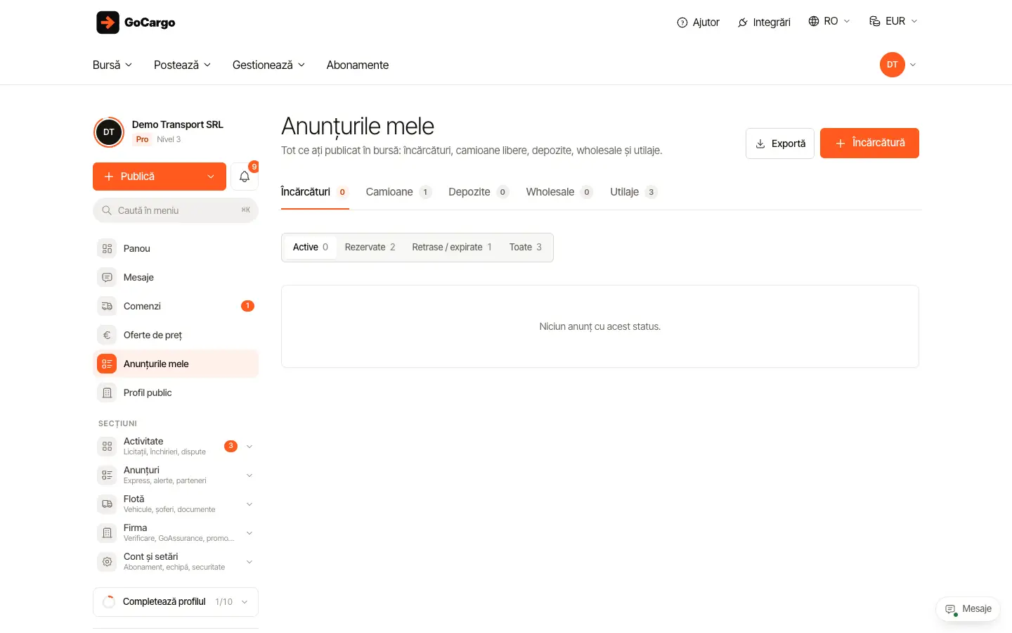 Gestionați anunțurile publicate: Deschideți Anunțurile mele