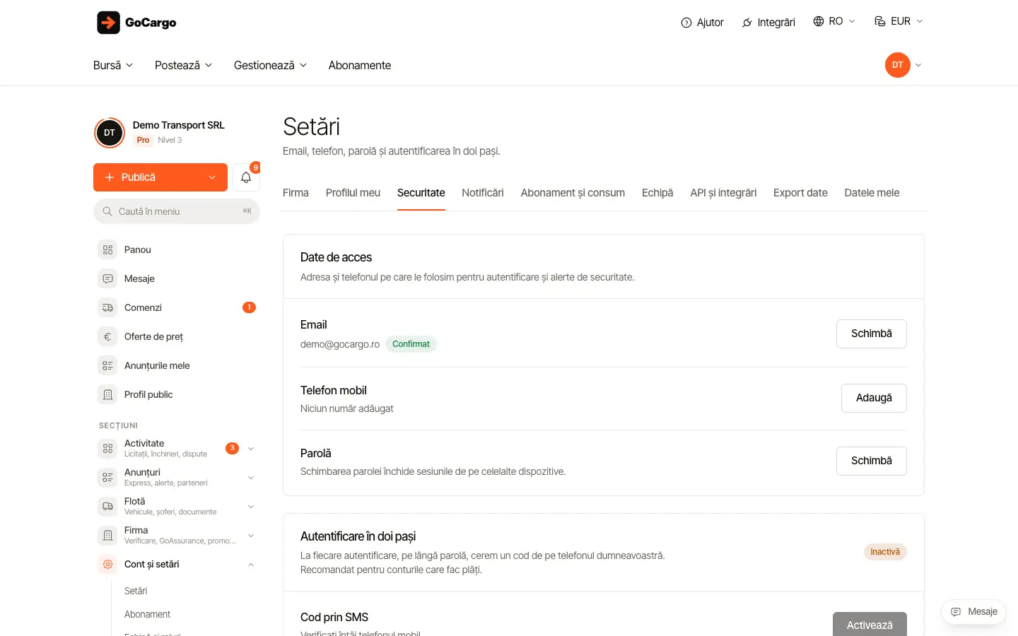 Schimbați parola: Completați parolele